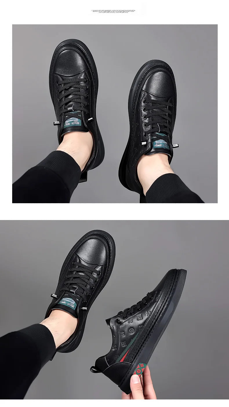 Chaussures de luxe surélevées de 5cm 2024 / 2024 Spring Men's Elevator Shoes Men Loafers White Soft Leather Moccasins Height Increased 5cm Taller Shoes Man Sneakers - kadopascher