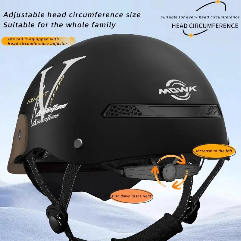 Casque Moto Demi-Jet MOWK – Vintage Respirant Homme Femme Scooter Électrique
