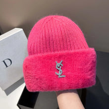 Bonnet femme luxe YSL / Extra Large Thick Warm Ear Protection Mink Wool Knit Hat Winter Fashion Luxury Versatile Yarn Beanie for Cold Weather