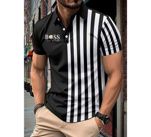 T-shirt BOSS été 2024 / New Summer Men's Hot Selling Polo Neck Shirt Solid Button Men's Short sleeved Checkered Color Block T-shirt High Quality Anti wr