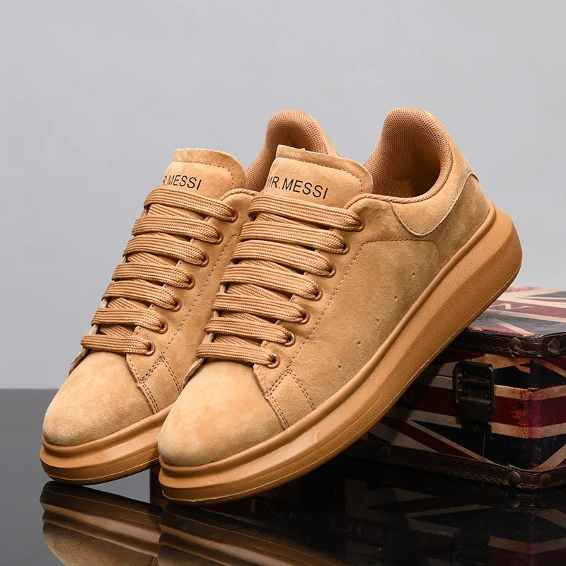 Sneakers Casual Grande Taille 43-44 Mixte - Baskets Plateforme Cuir Microfibre