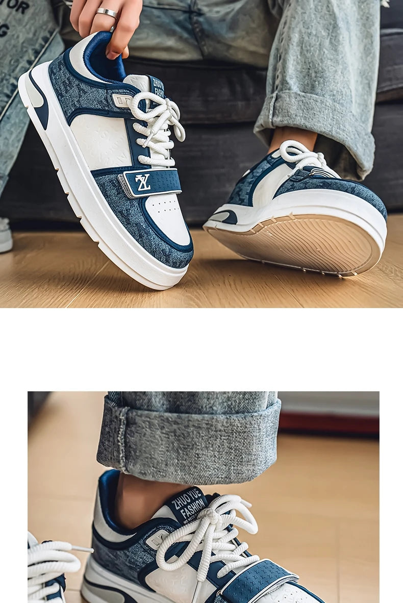 Sneakers Homme Bleu Streetwear 2025 - Chaussures Hip Hop Skate Hiver Designer