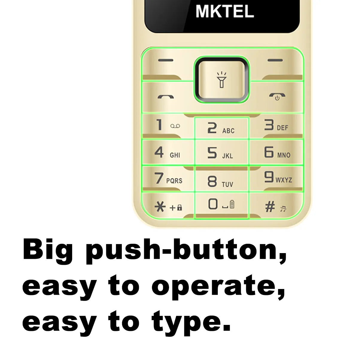 Mini téléphone portable fonctionnel avec entrée sim / MKTEL OYE 3 Feature Phone 1.77inch Display 1800mAh Dual SIM Dual Standby MP3 MP4 FM Radio with Strong Torch Senior Phone - kadopascher