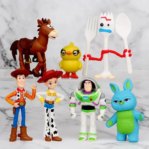 Disney 7PCS Toy Story 4 Action Figures Toys Woody Jessie Buzz Lightyear Forky Pig Bear Figura Model Doll Figurine Kids Boy Gifts - kadopascher