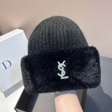 Bonnet femme luxe YSL / Extra Large Thick Warm Ear Protection Mink Wool Knit Hat Winter Fashion Luxury Versatile Yarn Beanie for Cold Weather