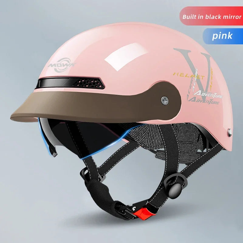 Casque Moto Demi-Jet MOWK – Vintage Respirant Homme Femme Scooter Électrique
