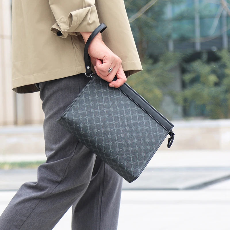 Pochette Enveloppe Homme Cuir – Clutch Business Designer avec Poignée | Porte-Monnaie & Téléphone - kadopascher