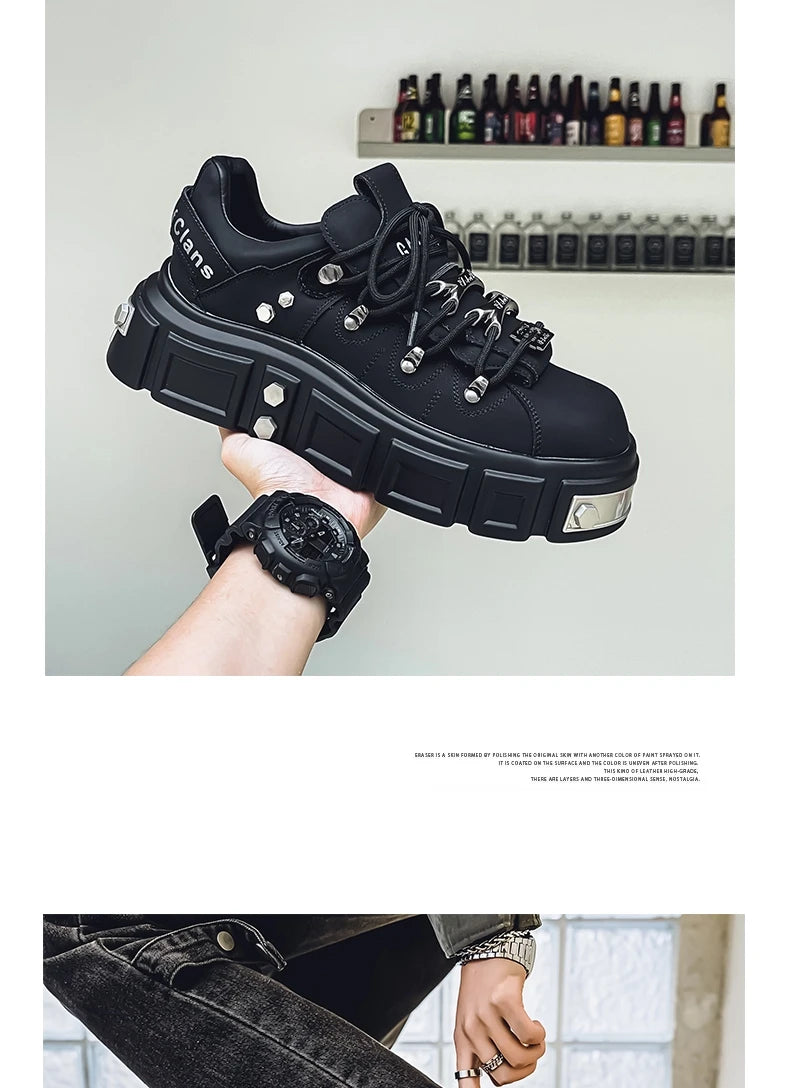 Sneakers Skateboard Homme Cuir - Chaussures Sport Outdoor Respirantes