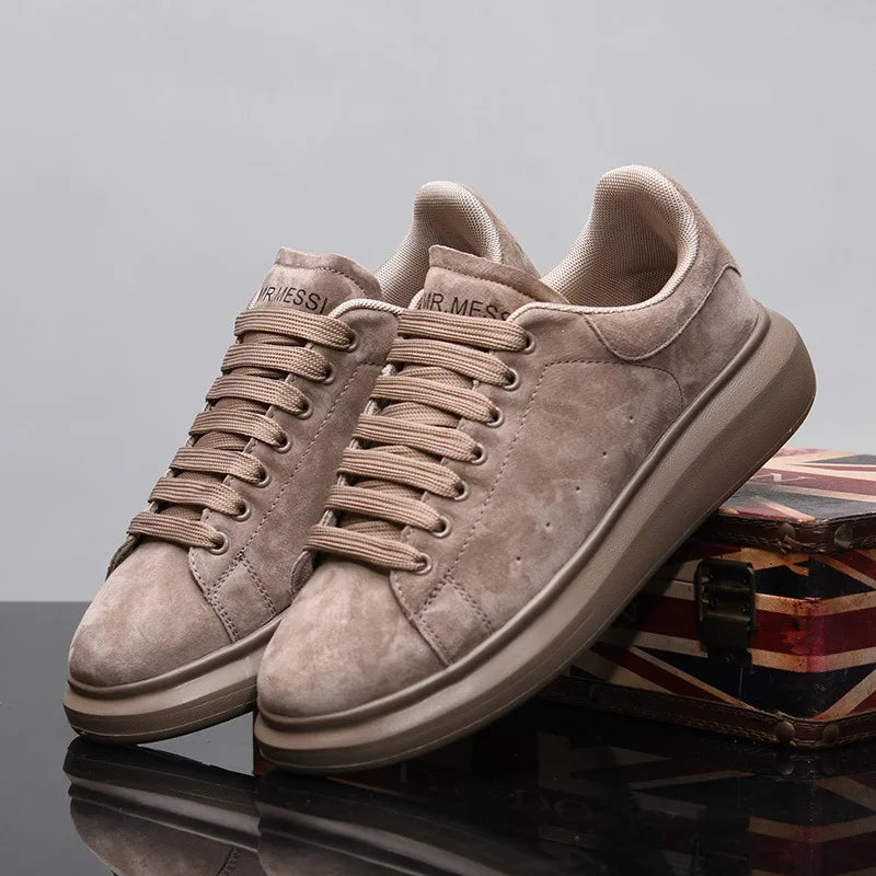 Sneakers Casual Grande Taille 43-44 Mixte - Baskets Plateforme Cuir Microfibre