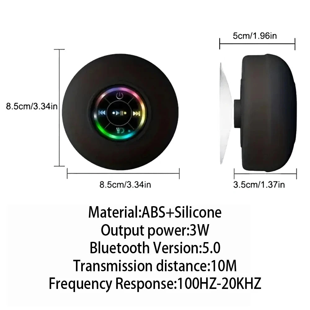 Enceinte Bluetooth Waterproof – Ventouse Salle de Bain, LED & Son Stéréo