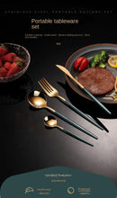 Service plaqué or 24 pièces / 24pcs Gold Dinnerware Set Stainless Steel Steak Knife Fork Coffee Spoon Teaspoon Flatware Dishwasher Safe Kitchen Tablewar - kadopascher