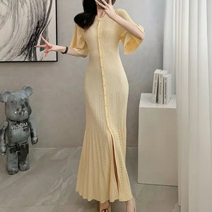 Robe été 2024 / 2024 Summer New French Elegant Fragrance High-end Slimming You Smooths Your Silhouette Hollow Slimming Fish Tail Knit Dress