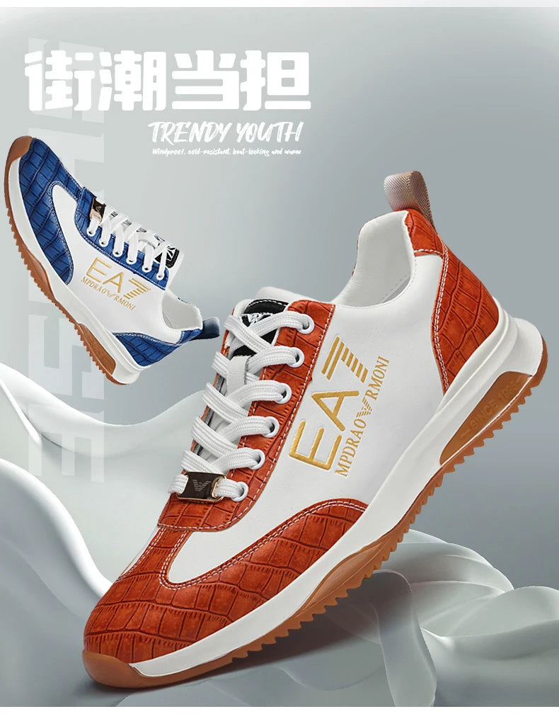 Sneakers Homme Luxe  - Cuir Véritable Design Italien Business Sport