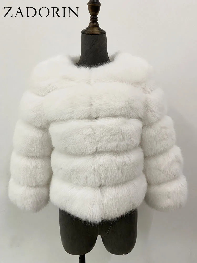 Manteau en Fourrure Véritable Hiver Femme Nouvelle Mode Duveteux 2025 / Vêtement Naturel Nouveauté dans la Catégorie Manteaux et Vestes - kadopascher