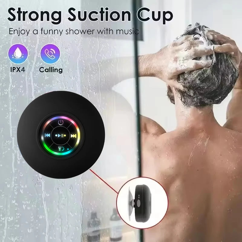 Enceinte Bluetooth Waterproof – Ventouse Salle de Bain, LED & Son Stéréo