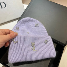 Bonnet YSL / Sweet Plush Long Rabbit Fur Knitted Hat Autumn And Winter Warm Ear Protection Cap Fashionable Letter Women's Hats