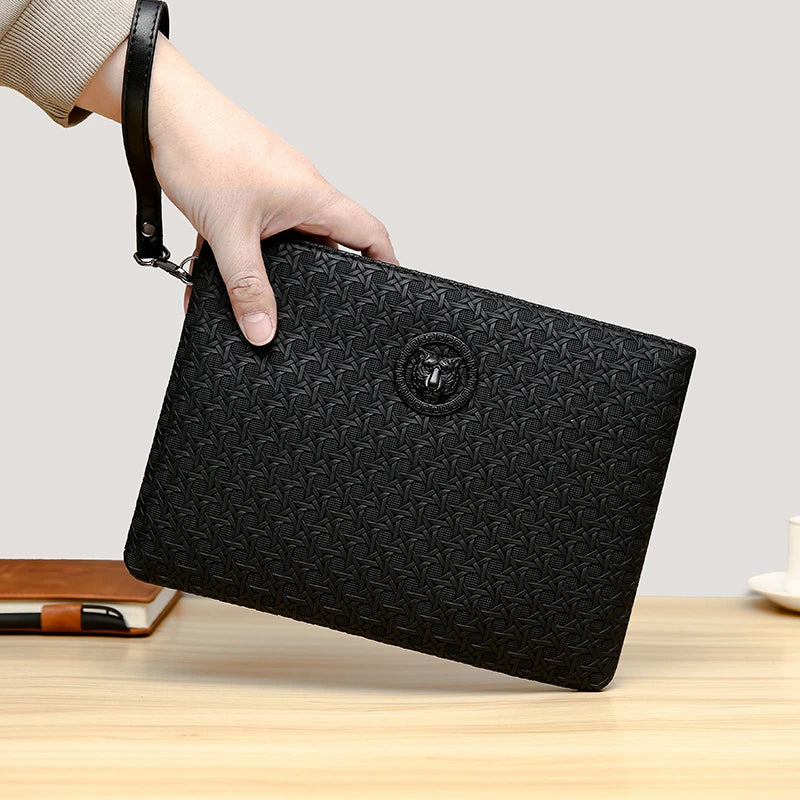 Pochette Homme Cuir PU – Clutch Business & Téléphone | Fermeture Zippée - kadopascher