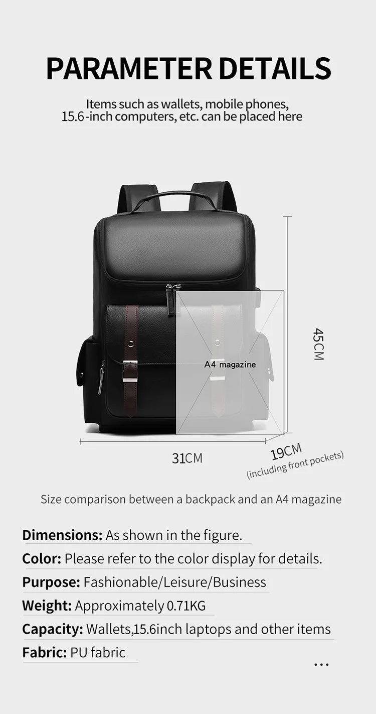 Sac à Dos Rétro en Cuir PU – Style Britannique | USB, Waterproof, Grande Capacité - kadopascher