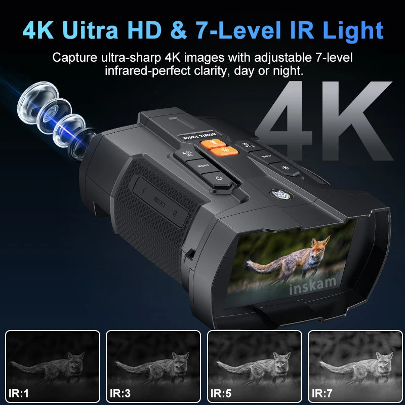Jumelles Vision Nocturne 4K Grand Écran 4.5" - Zoom 10x Portée 800m - kadopascher
