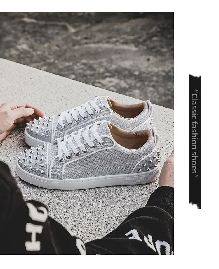 Zapatillas punk para hombre con remaches metálicos - Zapatos de calle antideslizantes premium 2026