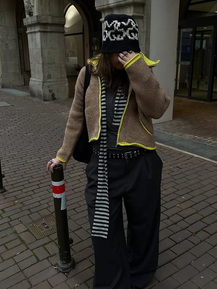 Women's Knitted Winter Zip-Up Cardigan - Cozy, Elegant, Loose Fit with Pockets