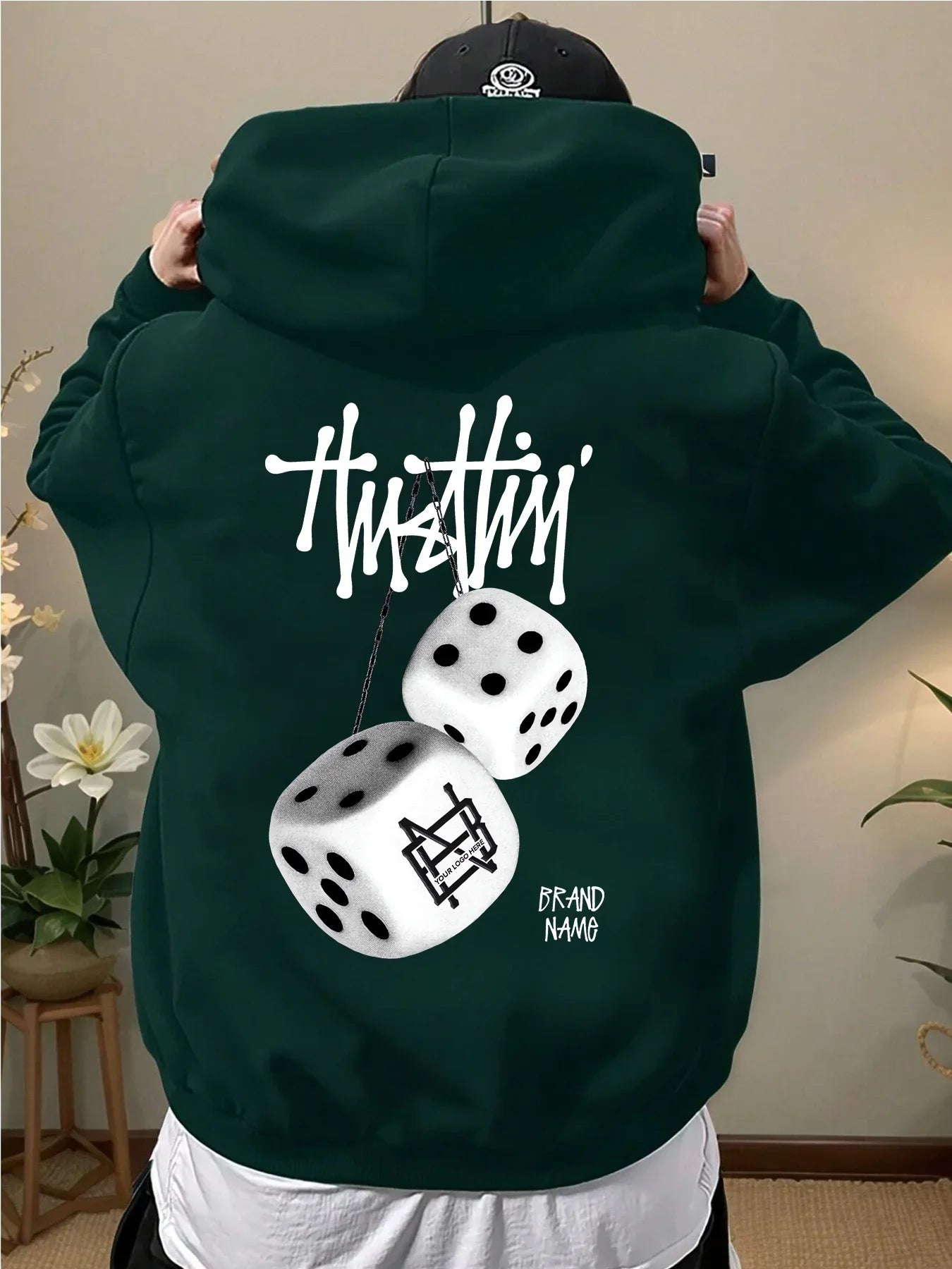 Sudadera con capucha y estampado geométrico para hombre - Moda urbana informal de invierno y otoño