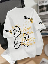T-shirt homme collection 2025 chic et élégant 
Summer men's round neck breathable T-shirt with cartoon bear print pattern suitable for daily and weekend gifting to friends - kadopascher