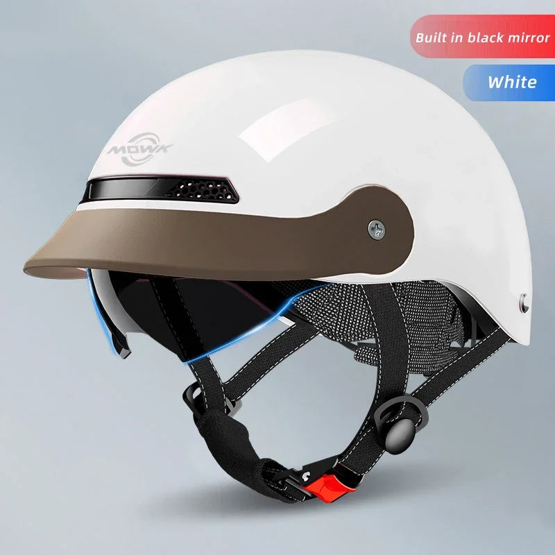 Casque Moto Demi-Jet MOWK – Vintage Respirant Homme Femme Scooter Électrique