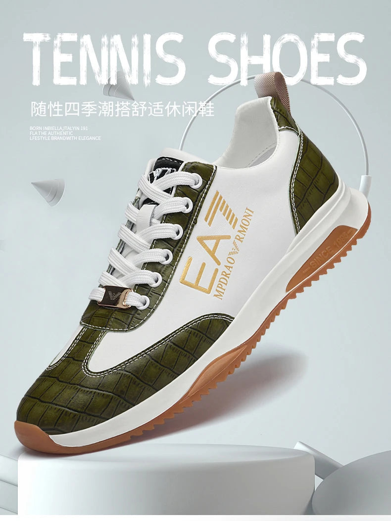 Sneakers Homme Luxe  - Cuir Véritable Design Italien Business Sport