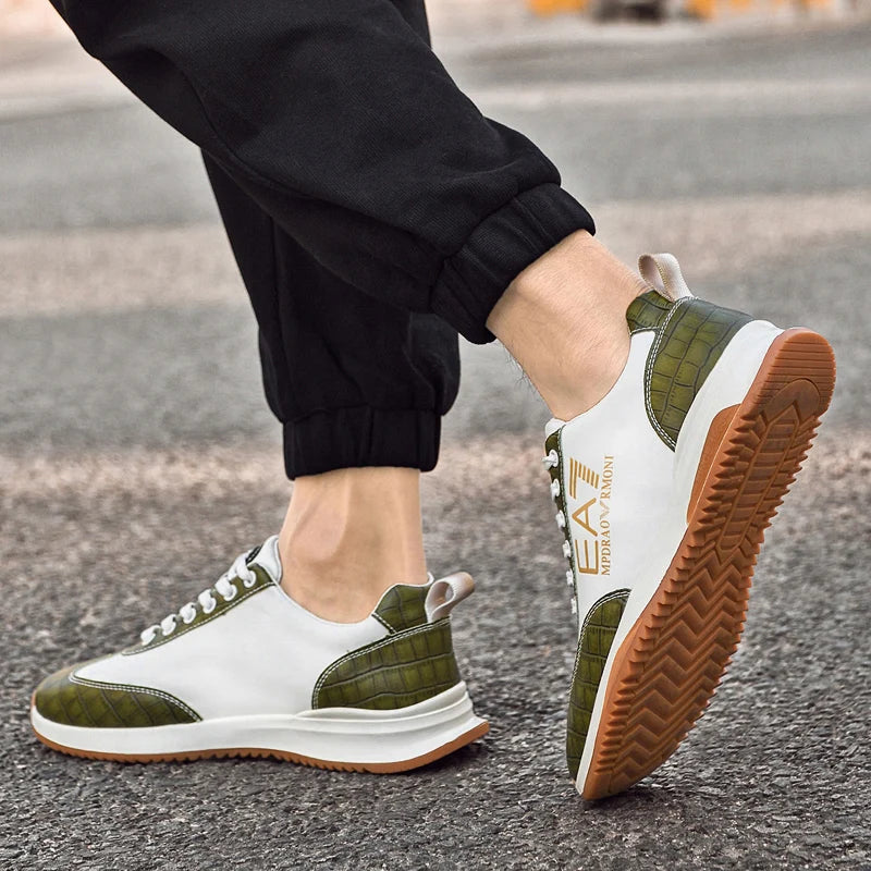 Sneakers Homme Luxe  - Cuir Véritable Design Italien Business Sport