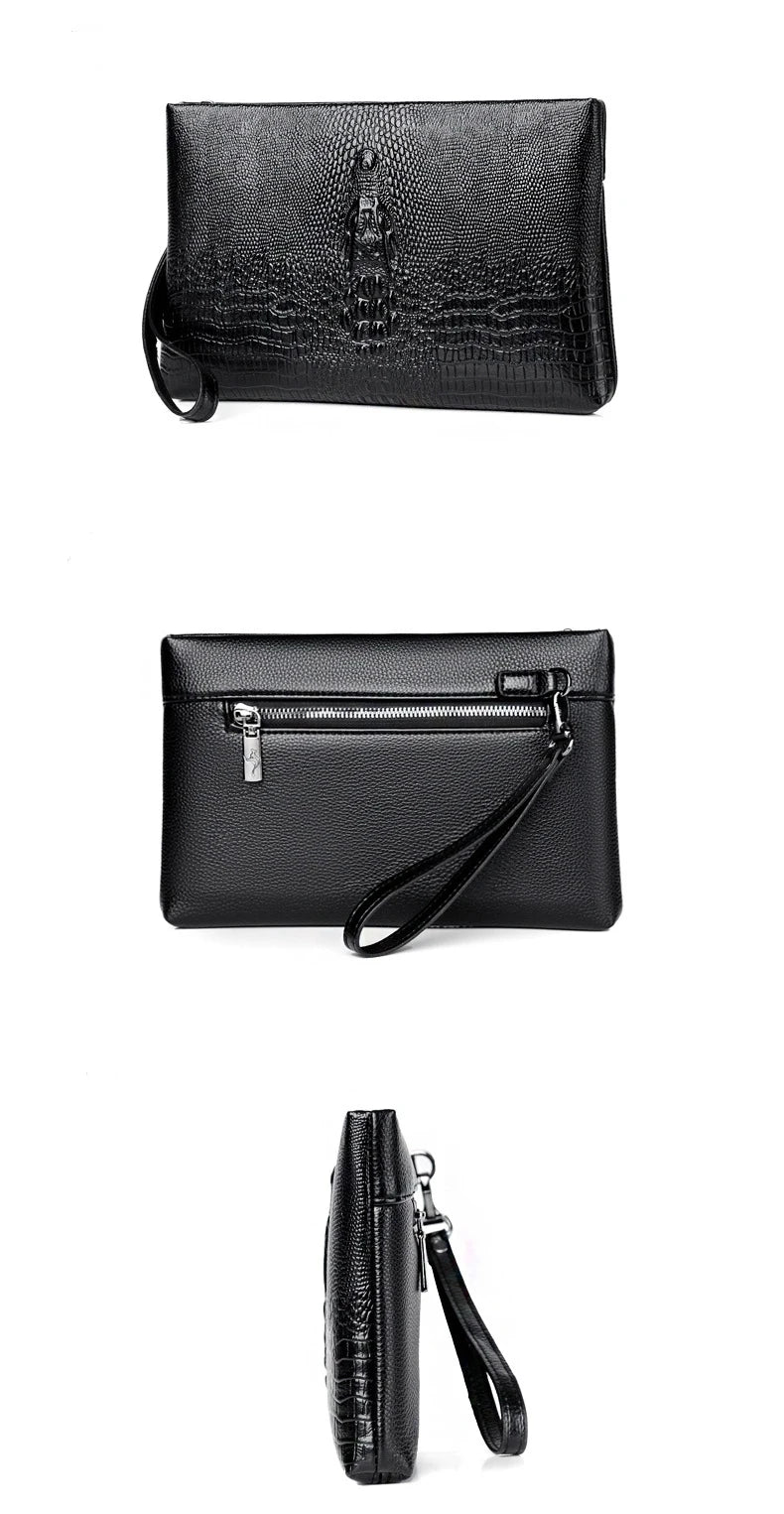 Portefeuille Clutch Homme Cuir PU Double Zipper – Style Luxe Business - kadopascher