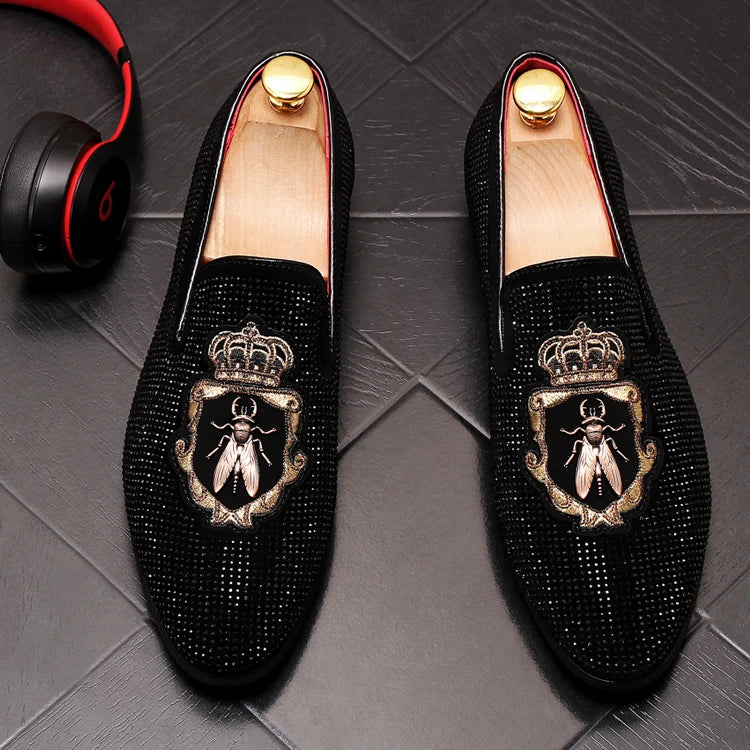 Mocassins Brodés Homme WVHK – Loafers Luxe Imperméables | Semelle Plateforme Printemps Automne - kadopascher