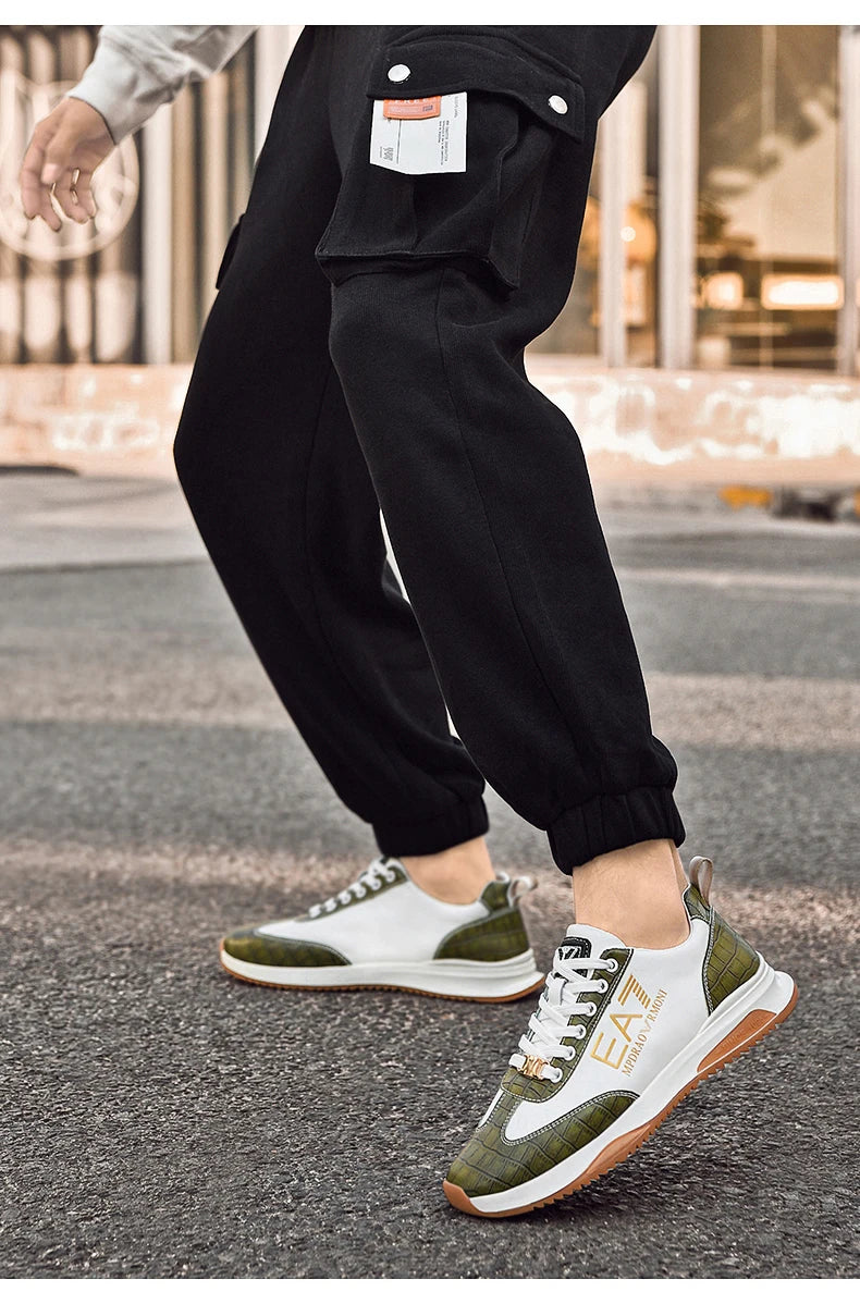 Sneakers Homme Luxe  - Cuir Véritable Design Italien Business Sport