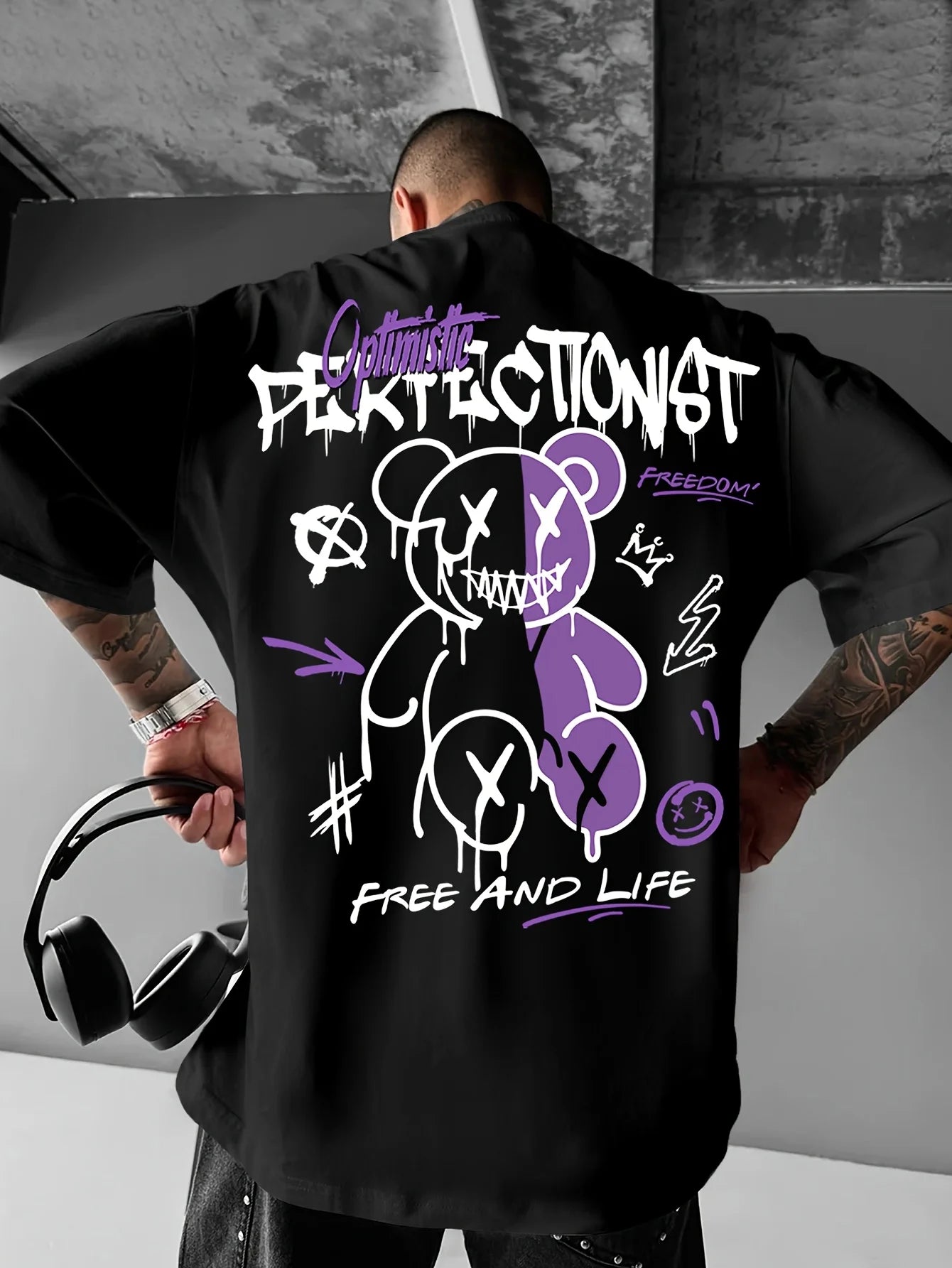 T-shirt homme collection 2025 chic et élégant 
summer 100 cotton fashionable casual sports loose American street letter printed round neck short sleeved T-shirt top - kadopascher