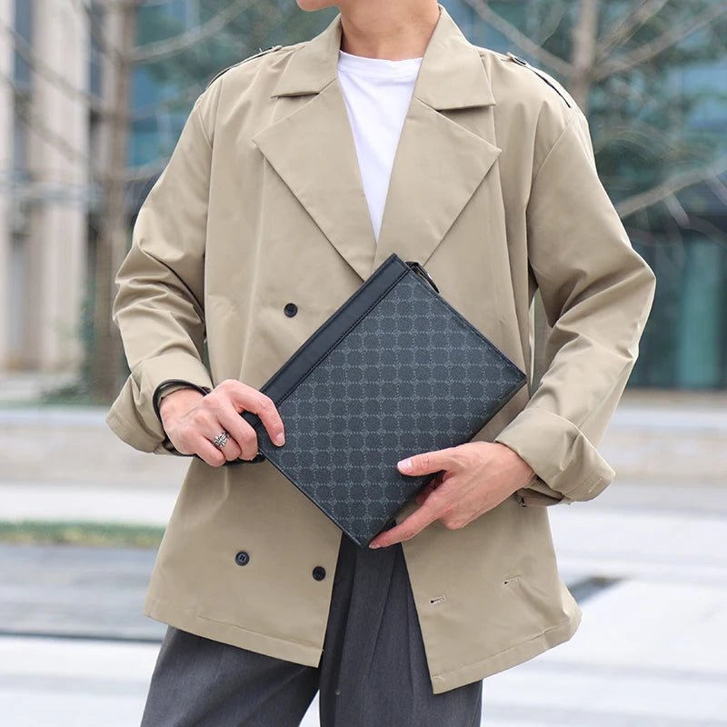 Pochette Enveloppe Homme Cuir – Clutch Business Designer avec Poignée | Porte-Monnaie & Téléphone - kadopascher