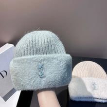 Bonnet femme luxe YSL / Extra Large Thick Warm Ear Protection Mink Wool Knit Hat Winter Fashion Luxury Versatile Yarn Beanie for Cold Weather