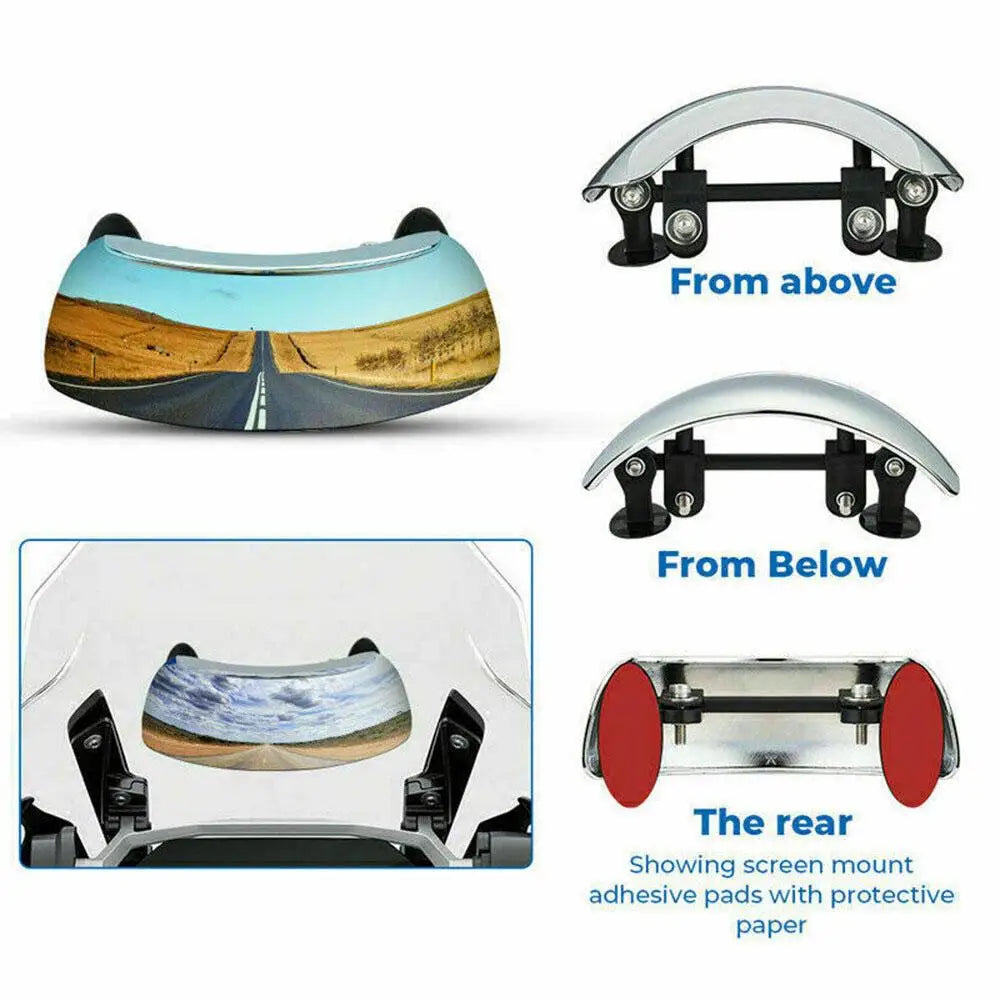 Rétroviseur Moto Angle Mort 180° – Miroir Convexe HD Universel Pare-brise