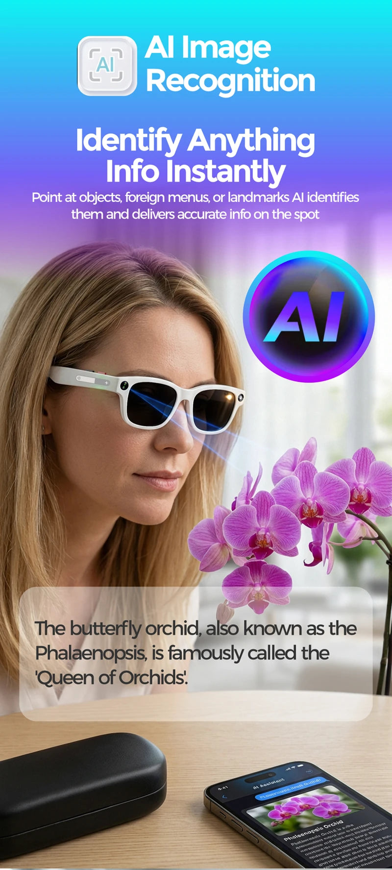 Lunettes Connectées Caméra 4K – Photos, Vidéos, Traduction IA, Appels Bluetooth