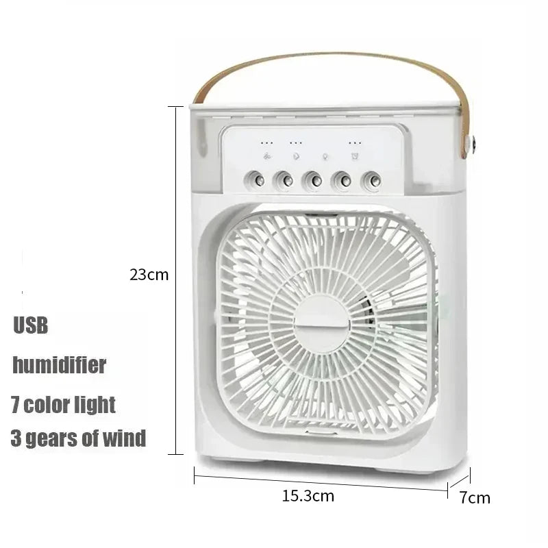 Ventilateur 3-en-1 Climatiseur Humidificateur Portable USB – Lumière LED 7 Couleurs - kadopascher