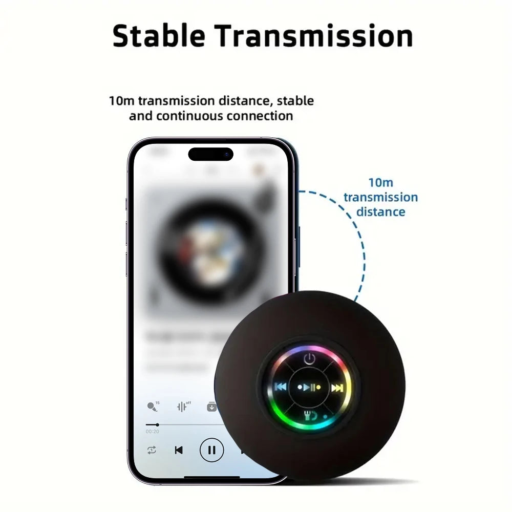 Enceinte Bluetooth Waterproof – Ventouse Salle de Bain, LED & Son Stéréo