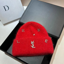 Bonnet YSL / Sweet Plush Long Rabbit Fur Knitted Hat Autumn And Winter Warm Ear Protection Cap Fashionable Letter Women's Hats