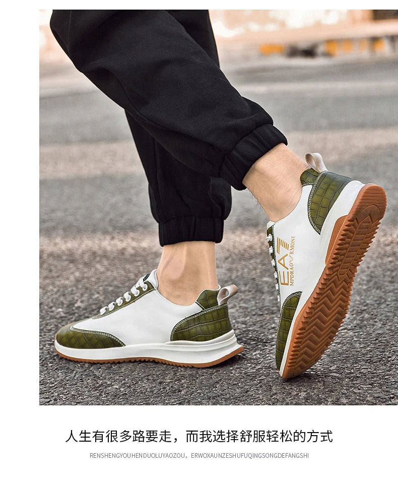 Sneakers Homme Luxe  - Cuir Véritable Design Italien Business Sport