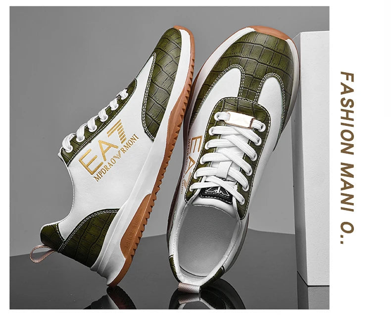 Sneakers Homme Luxe  - Cuir Véritable Design Italien Business Sport