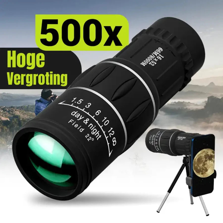 Monoculaire Télescope 16x52 Haute Puissance Double Mise au Point BAK4 - kadopascher