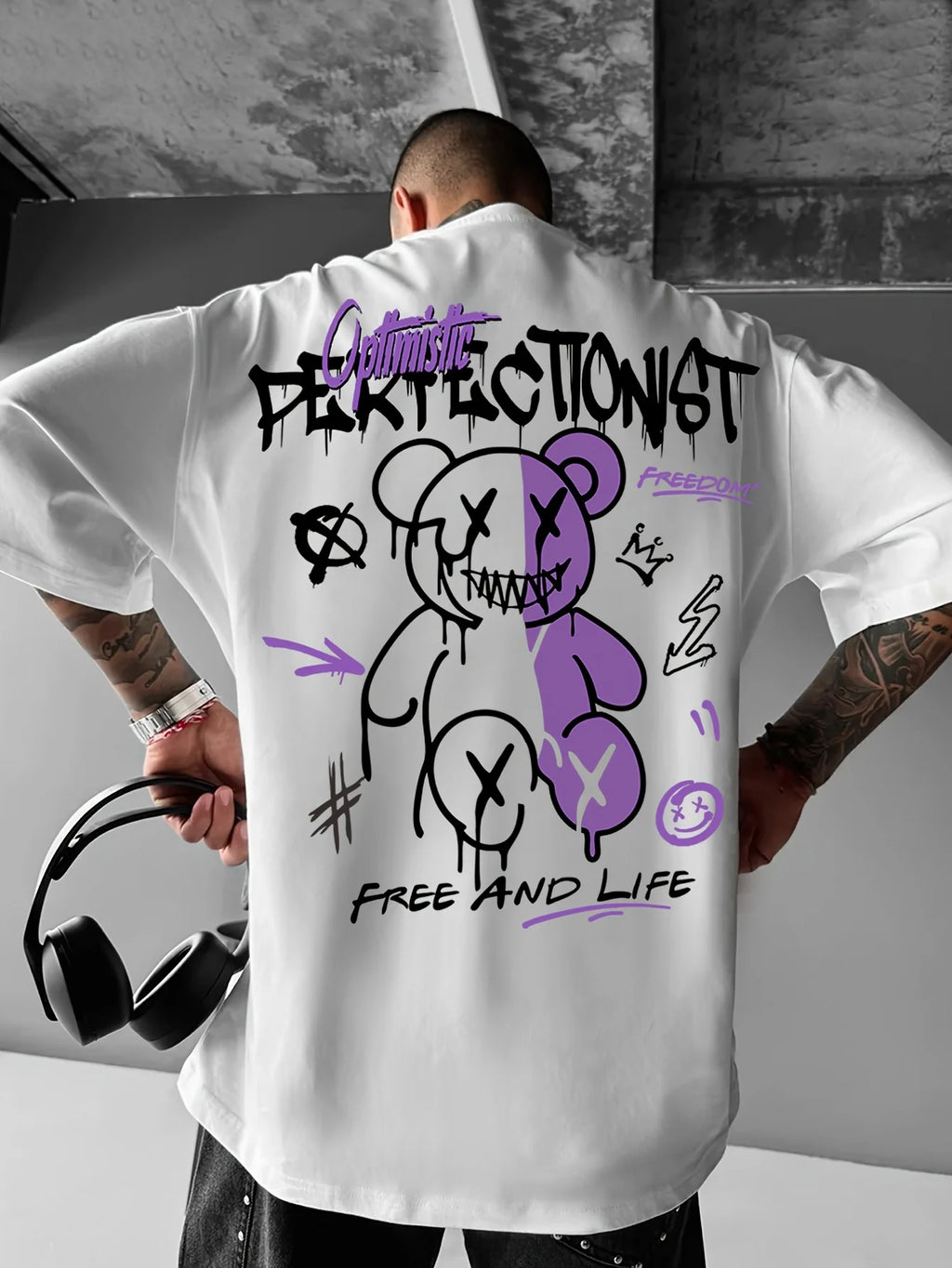 T-shirt homme collection 2025 chic et élégant 
summer 100 cotton fashionable casual sports loose American street letter printed round neck short sleeved T-shirt top - kadopascher