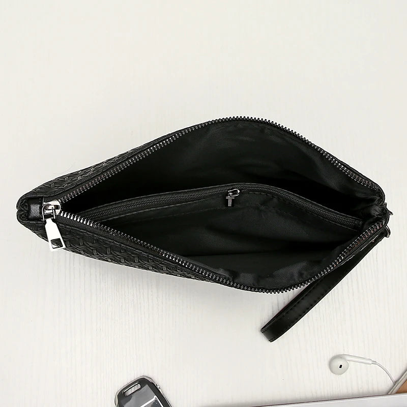 Pochette Homme Cuir PU – Clutch Business & Téléphone | Fermeture Zippée - kadopascher