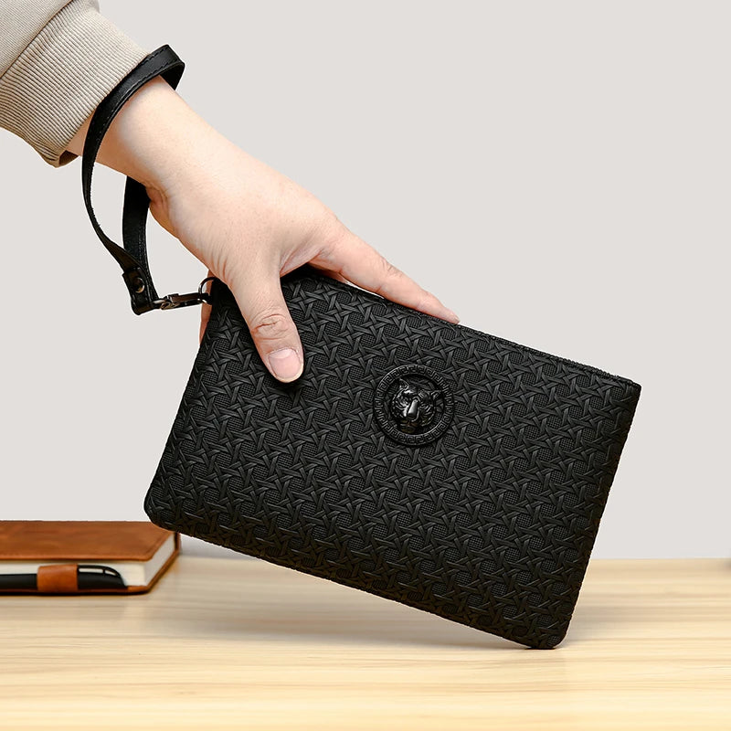 Pochette Homme Cuir PU – Clutch Business & Téléphone | Fermeture Zippée - kadopascher