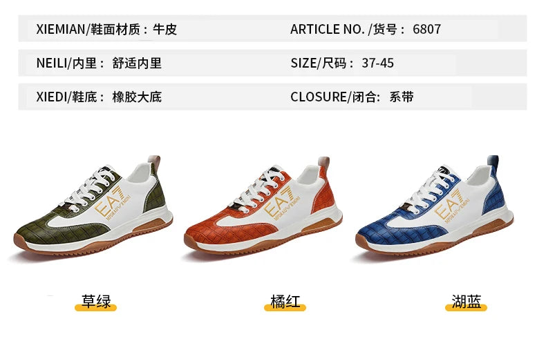 Sneakers Homme Luxe  - Cuir Véritable Design Italien Business Sport