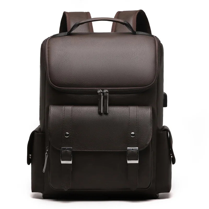 Sac à Dos Rétro en Cuir PU – Style Britannique | USB, Waterproof, Grande Capacité - kadopascher