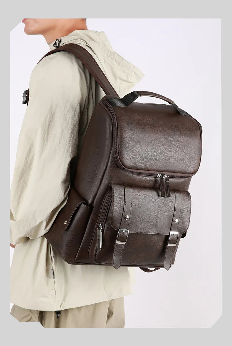 Sac à Dos Rétro en Cuir PU – Style Britannique | USB, Waterproof, Grande Capacité - kadopascher